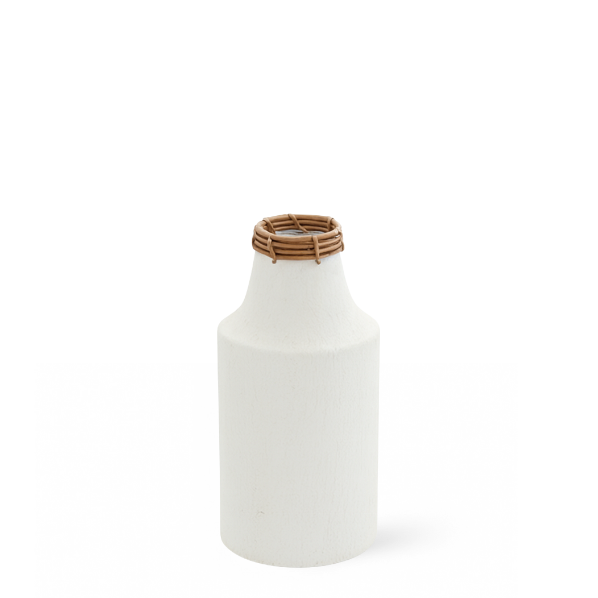 Sia Solea vase métal blanc 32 cm col rotin