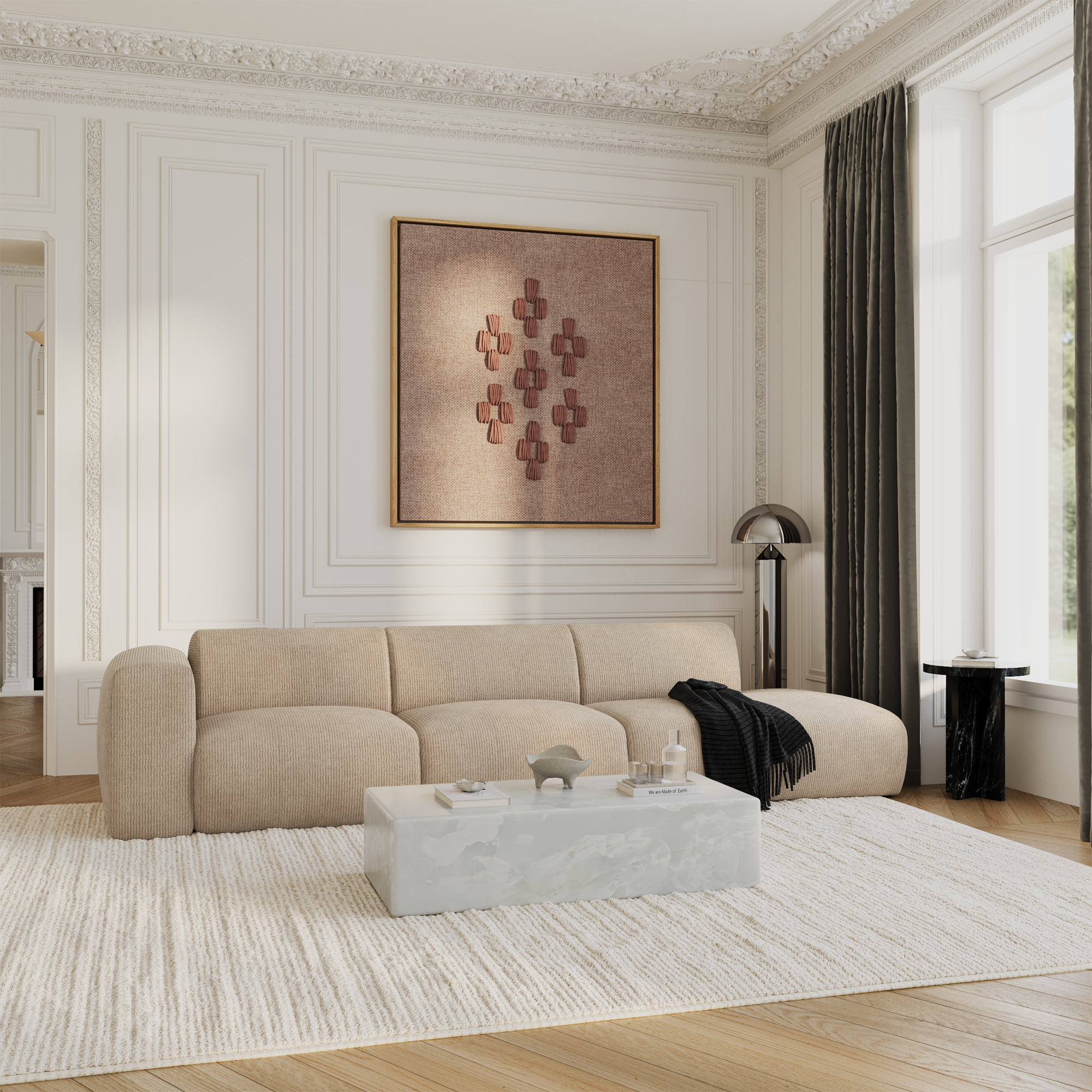 Sia Home Myra canapé gauche crème 5 places assise douce