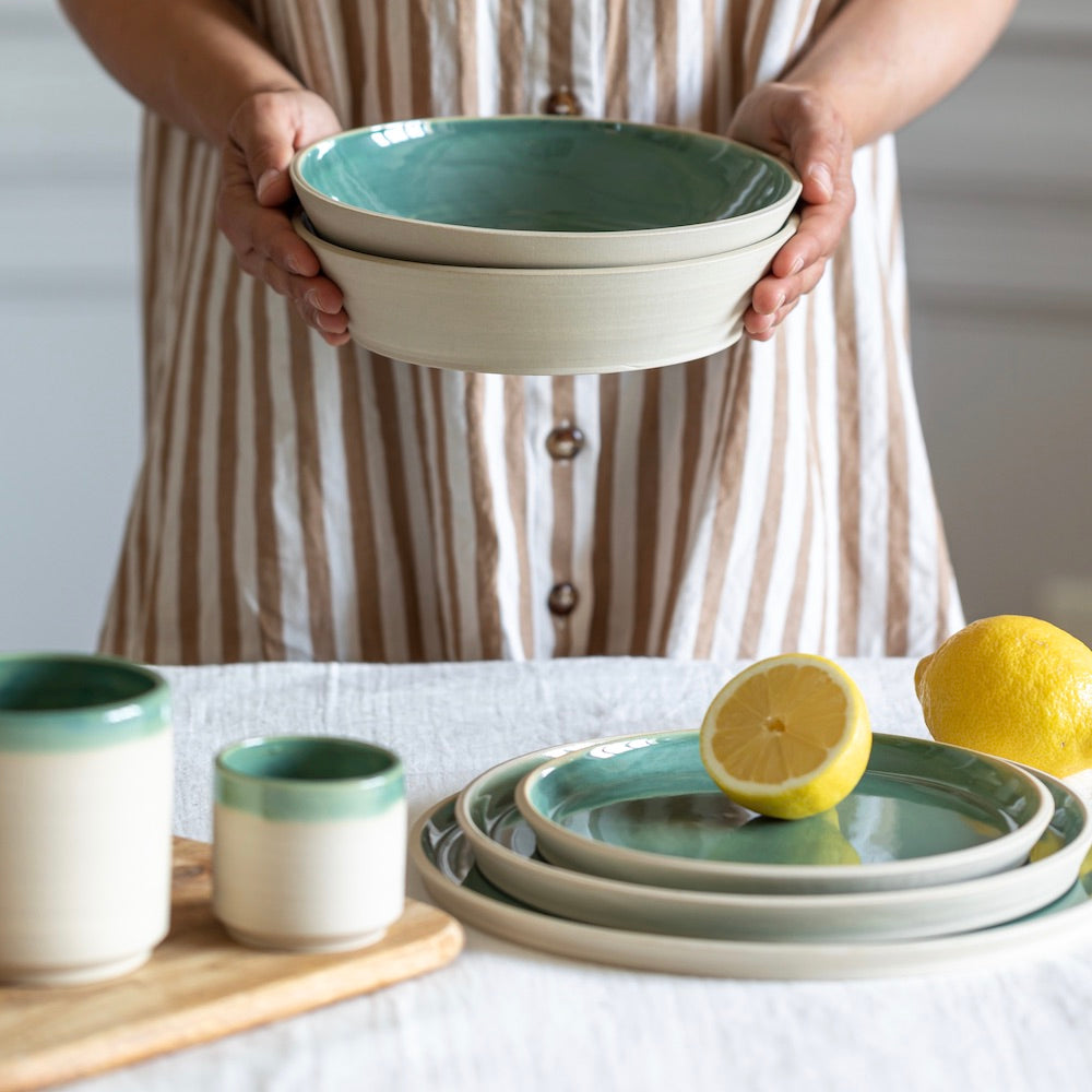 Flowrette Hélios assiette creuse céramique 21 cm verte x1