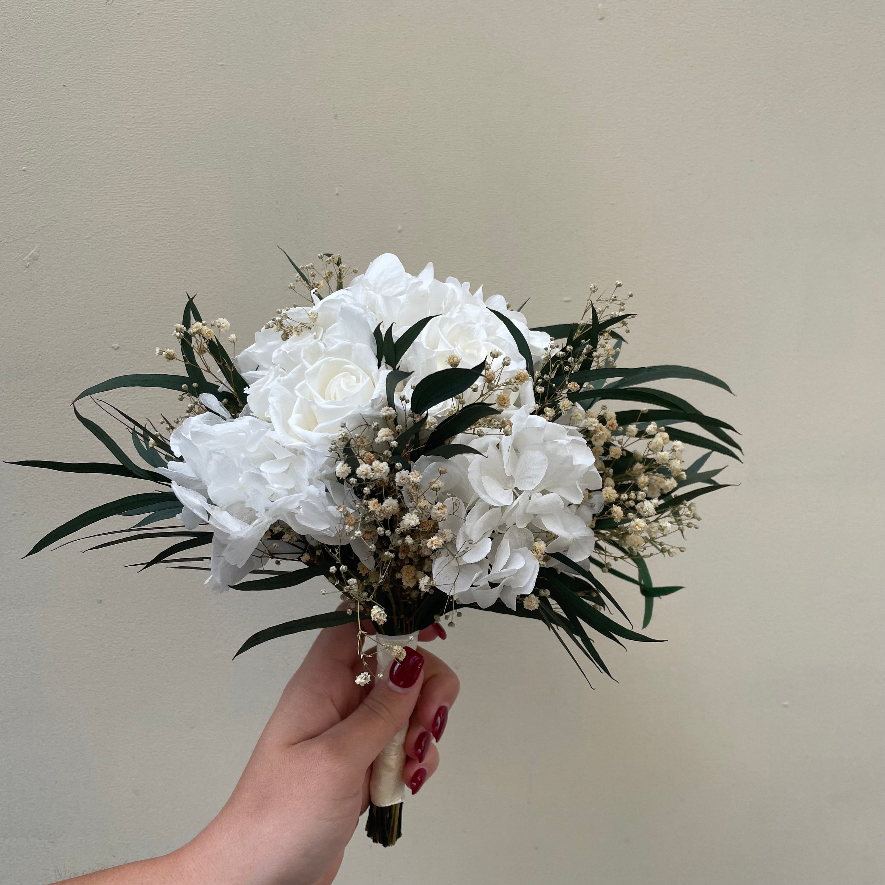 Ateliers Ouchamp Rue d'Italie bouquet mariée stabilisé blanc 30 cm
