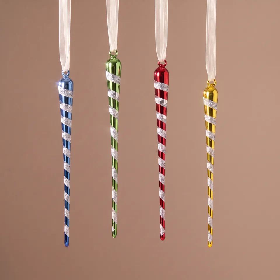 Sia Home Pop Glaçons Suspension Noël Verre Jaune x4
