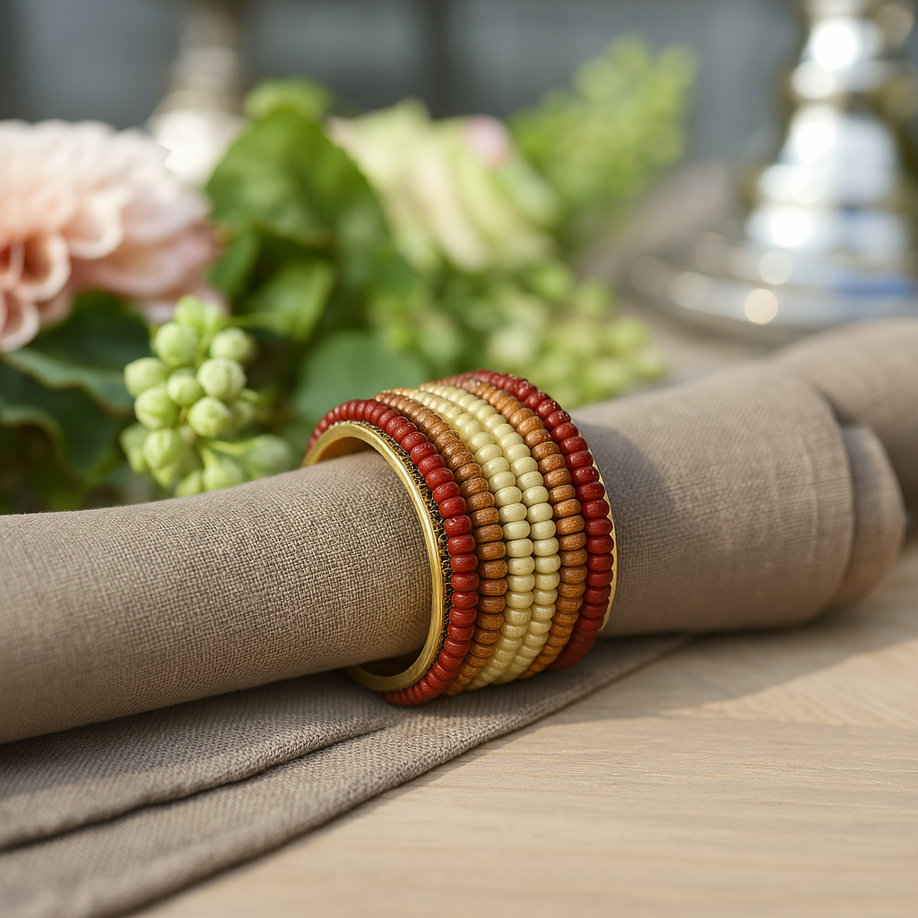 Sia Home Fancy ronds de serviette perles rouge lot 4
