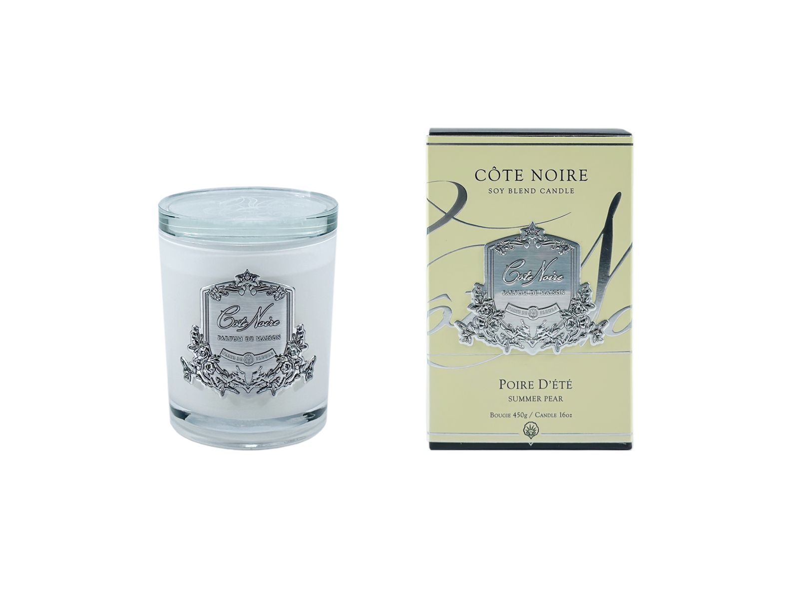 Côte Noire Soy Blend bougie Summer Pear 450 g blanche