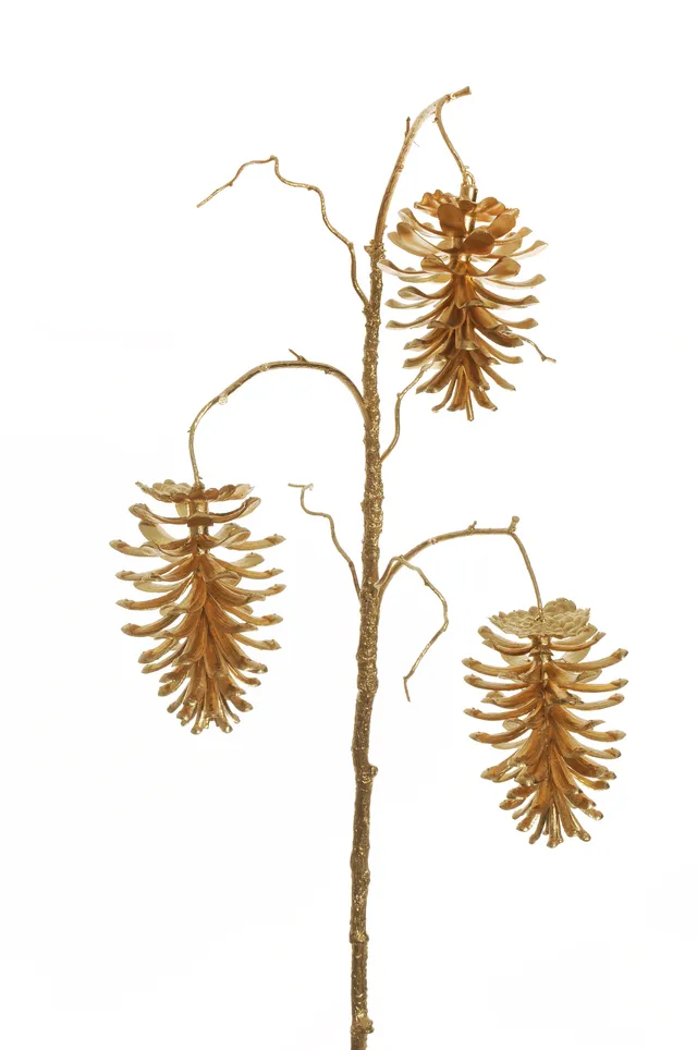 Feuillazur Rungis Branche pin doré fleur artificielle 141 cm