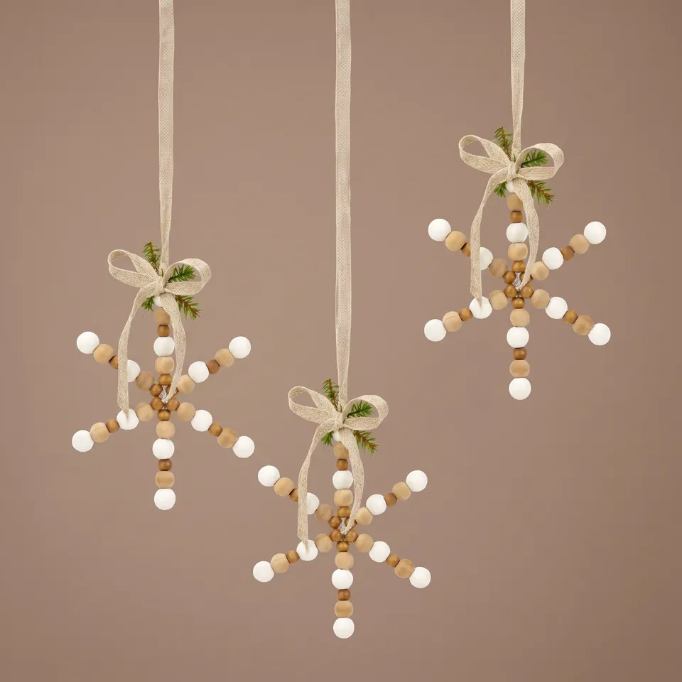 Sia Home Natura suspension de Noël flocon beige 15 cm