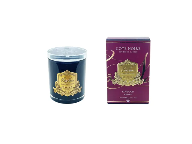 Côte Noire Soy Blend Candle bougie rose oud 450g doré