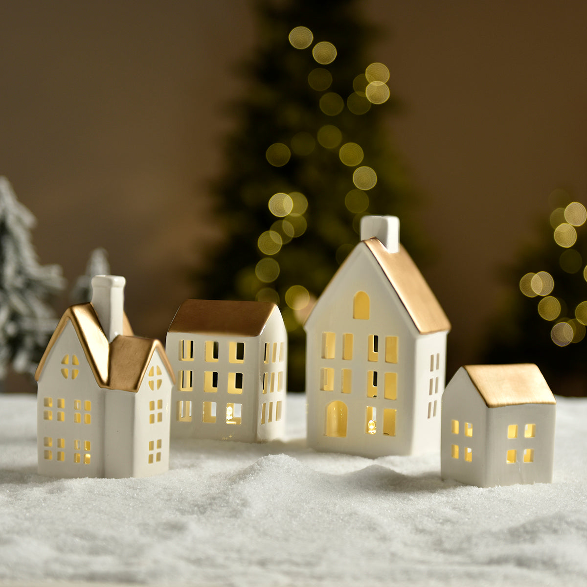 Sia Home Chalets Noël 11 cm figurine blanc doré