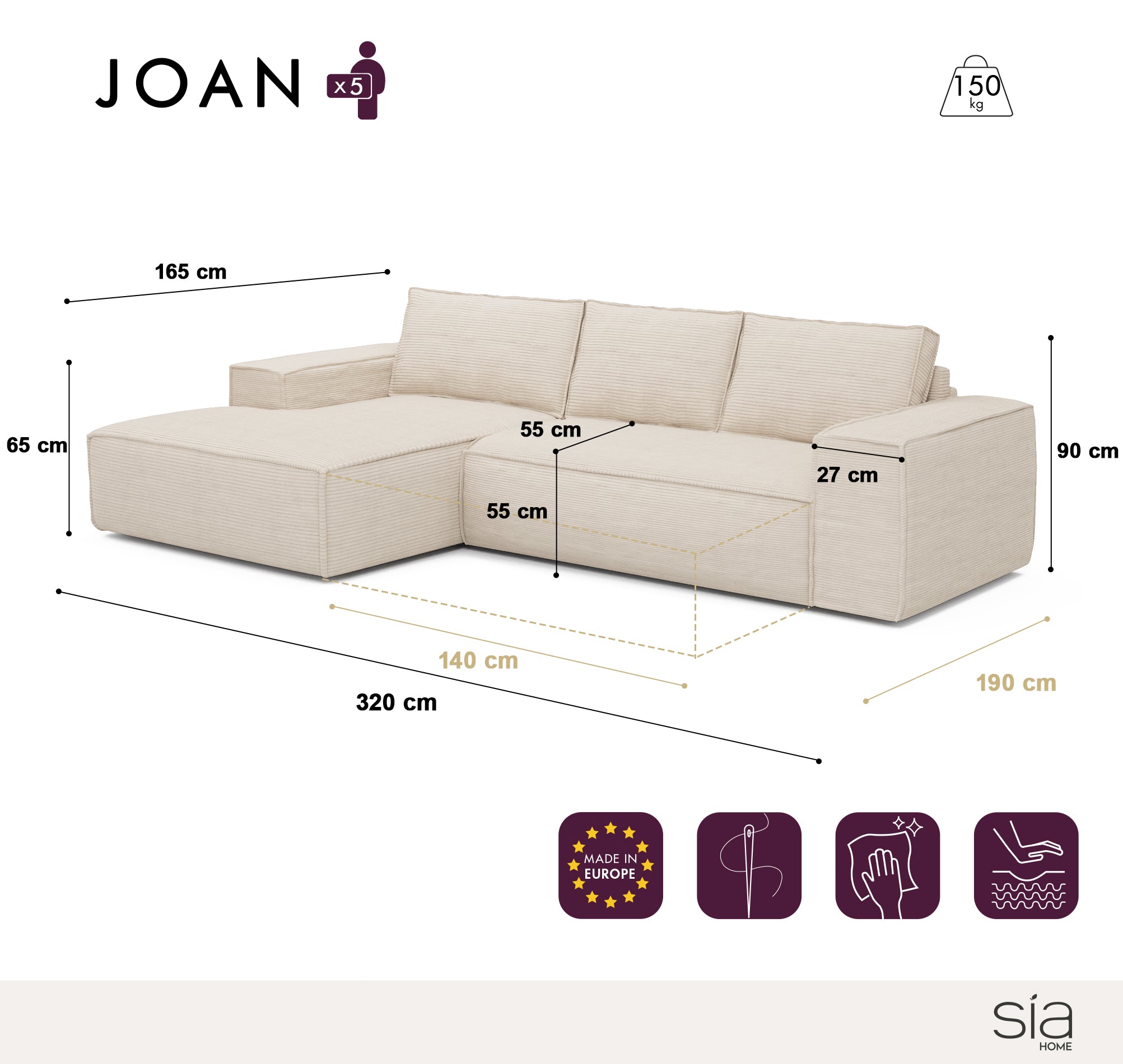 Sia Home Joan canapé convertible angle gauche bleu paon