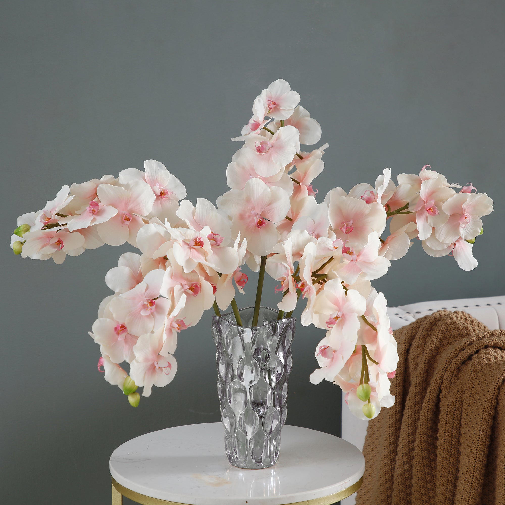 Sia Home Bandailan tige orchidée artificielle blanc rose 66 cm