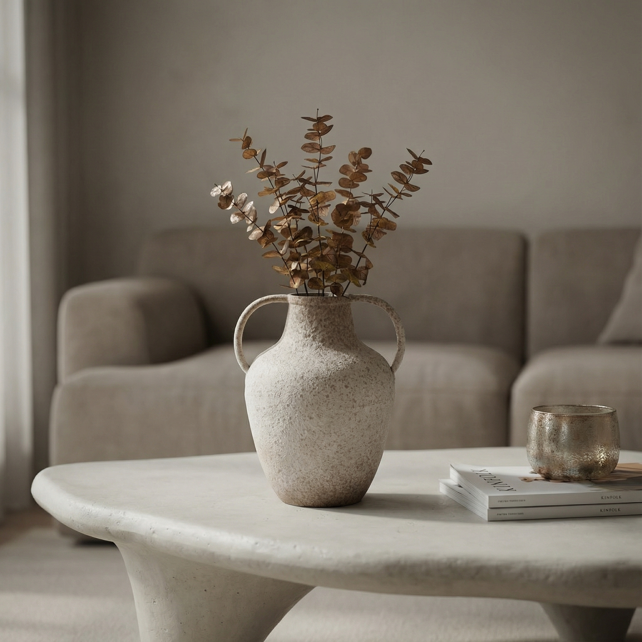 Sia Home Vase Solea métal blanc 27 cm anses