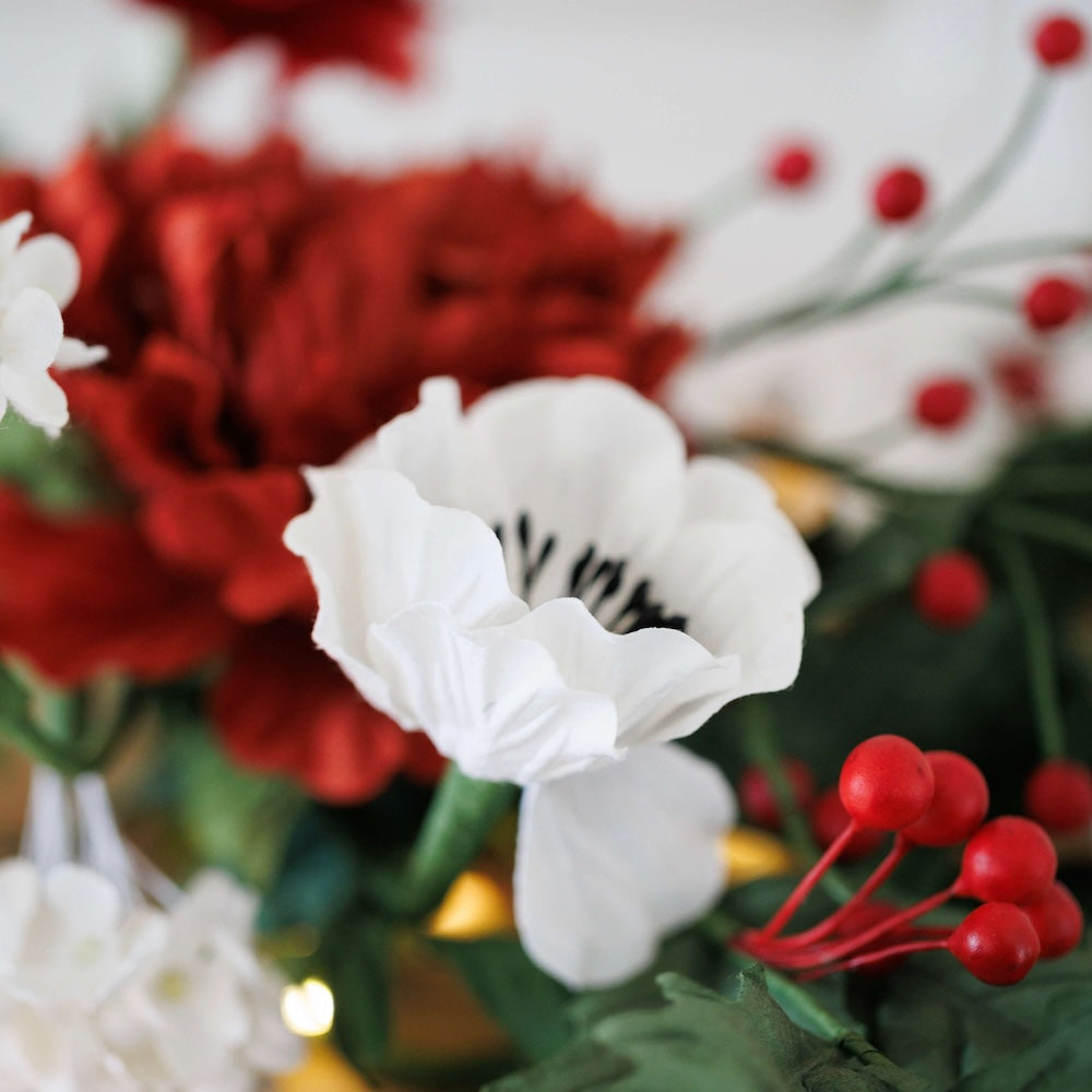Flowrette Noël Enchanté bouquet fleurs papier rouge