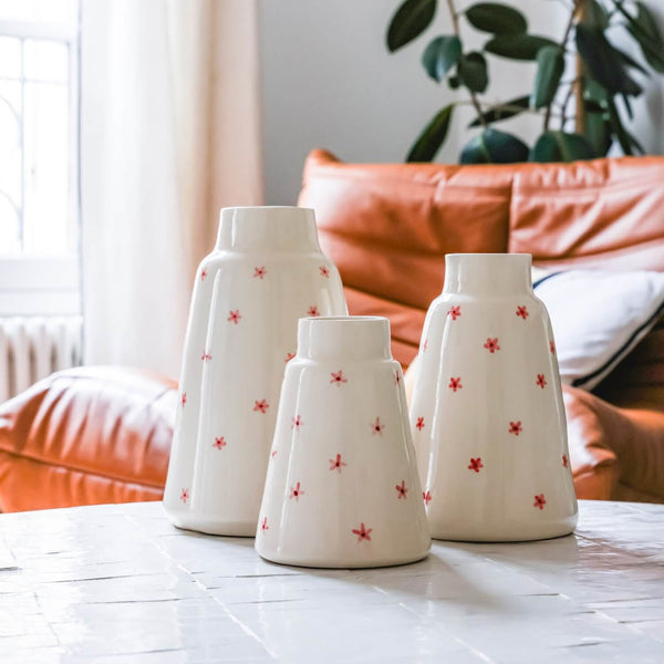 Flowrette Braga vase céramique blanc fleurs roses