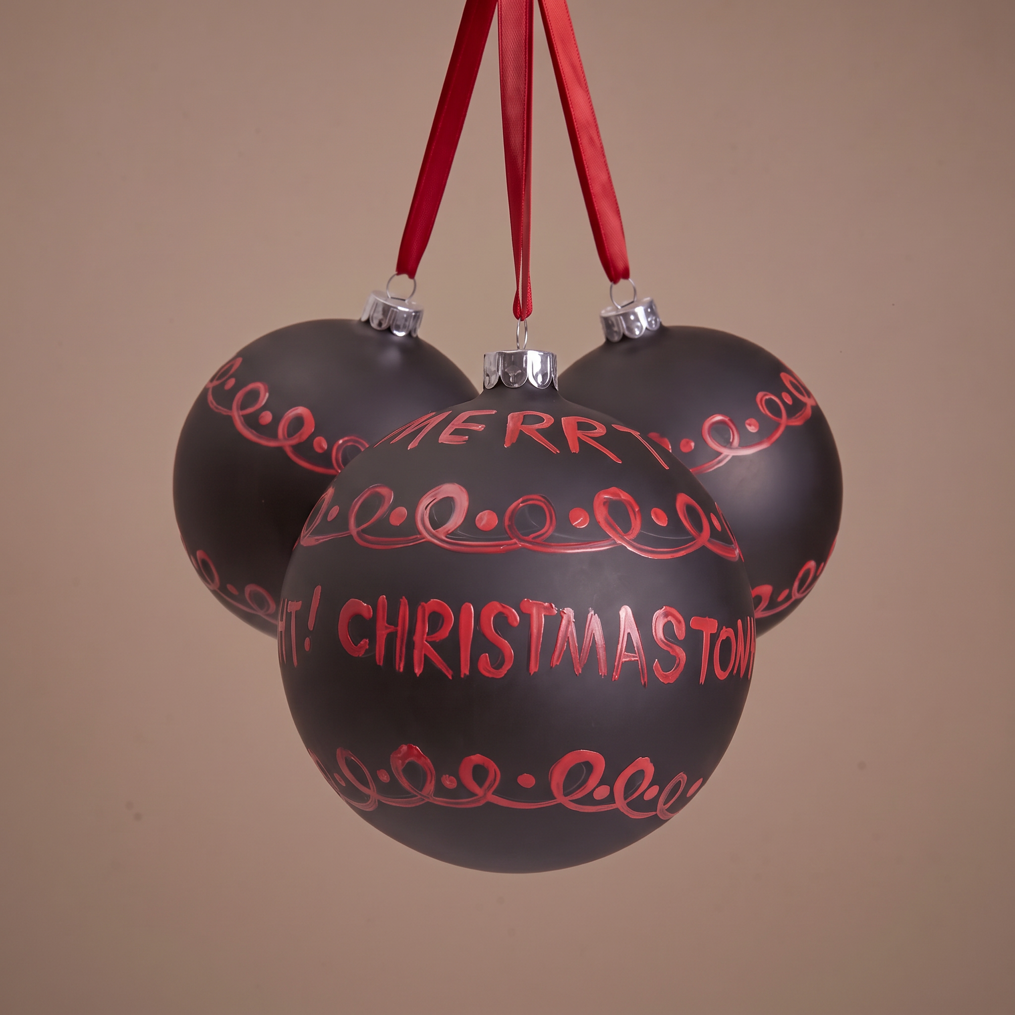 Sia Home Boule Noël Graphique Merry Christmas blanc 10 cm