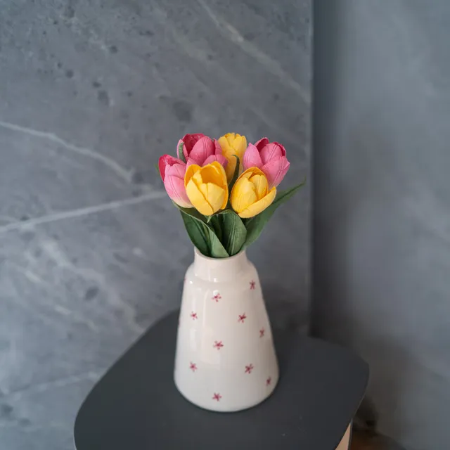 Flowrette Fleurs en papier bouquet tulipes papier rose jaune fait main