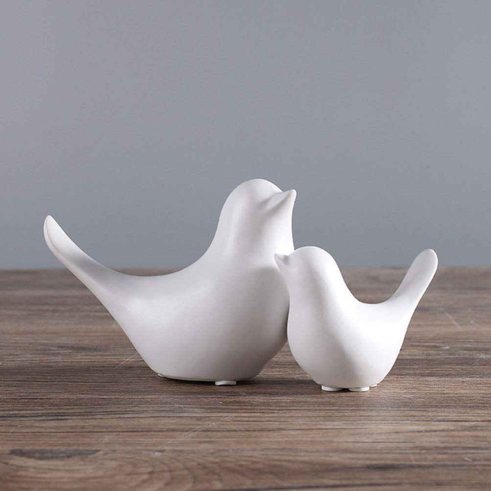 Winomo lot 2 oiseaux céramique blanche déco minimaliste