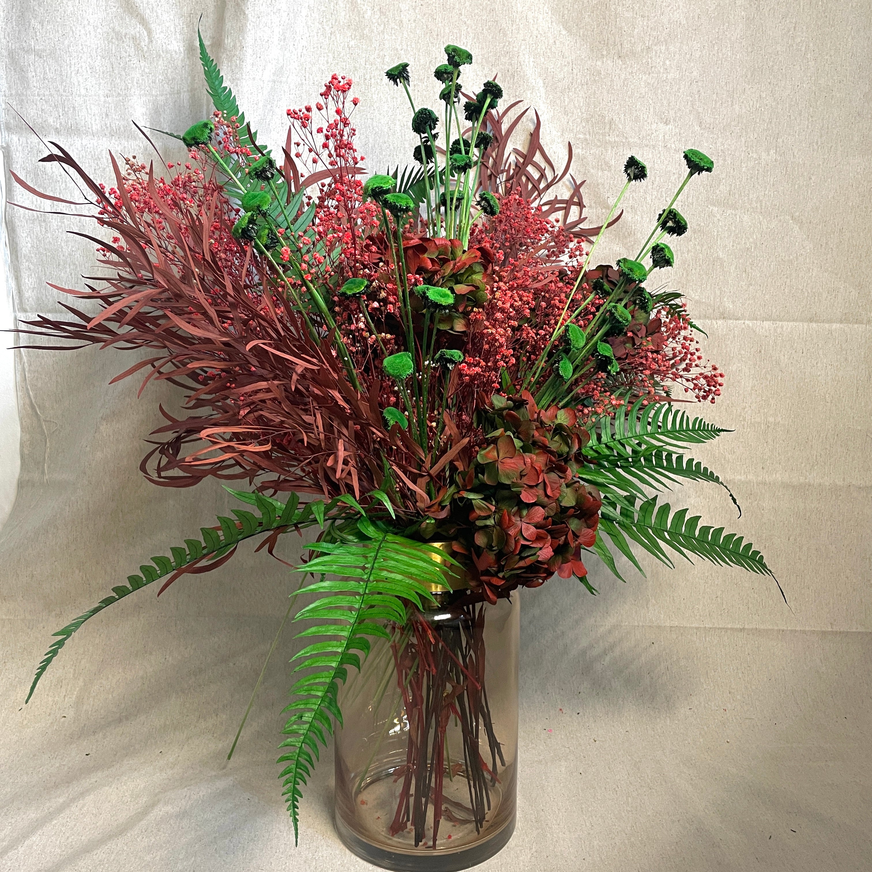 Ateliers Ouchamp Bouquets à composer bouquet vert framboise