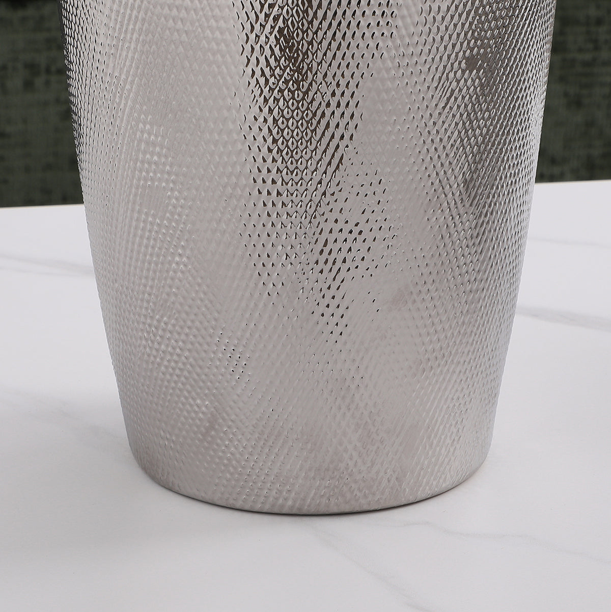 Sia Vases Silver Vase Céramique 40 cm Argenté Texturé