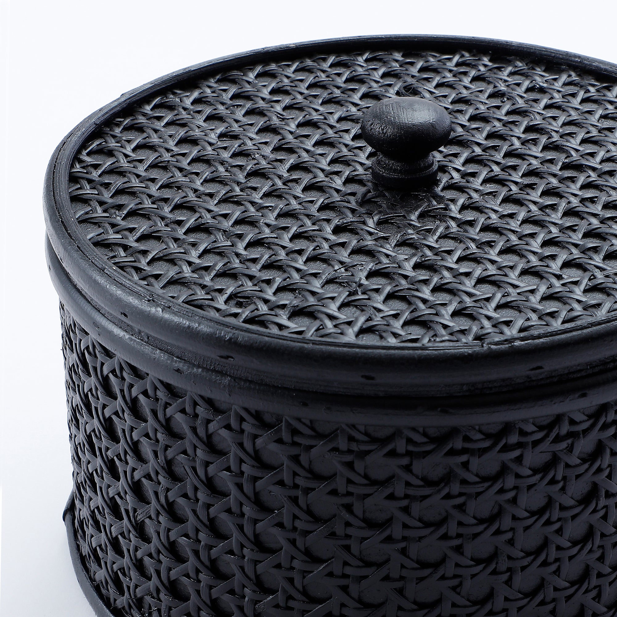 Sia Home Mila lot 2 boîtes rotin rondes noires cannage