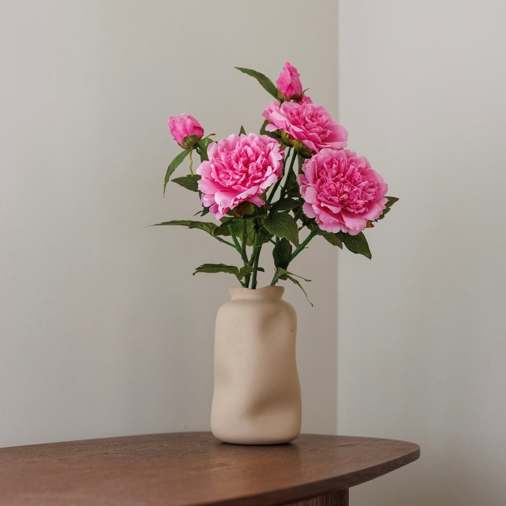 Flowrette Pivoine rose foncé fleur artificielle x1 Real Touch