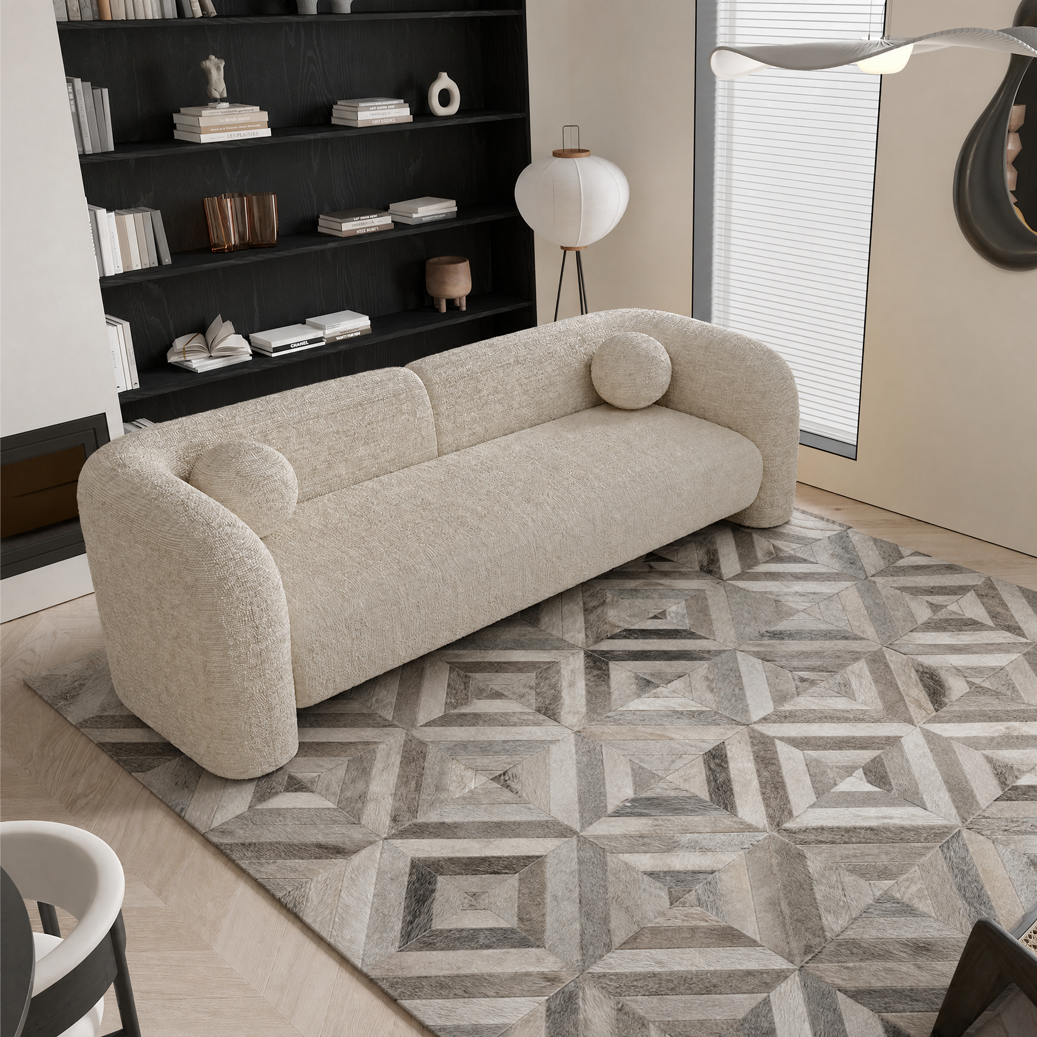 Sia tapis motif parquet 230x160 cm gris cuir géométrique