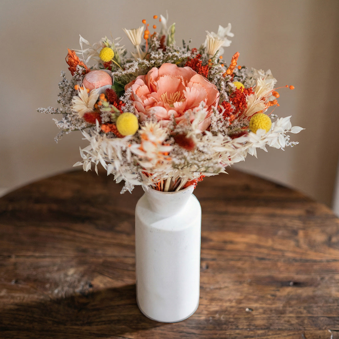Flowrette Apollinaire bouquet mixte séché pêche