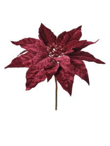 Feuillazur Rungis Poinsettia Velours fleur artificielle rouge
