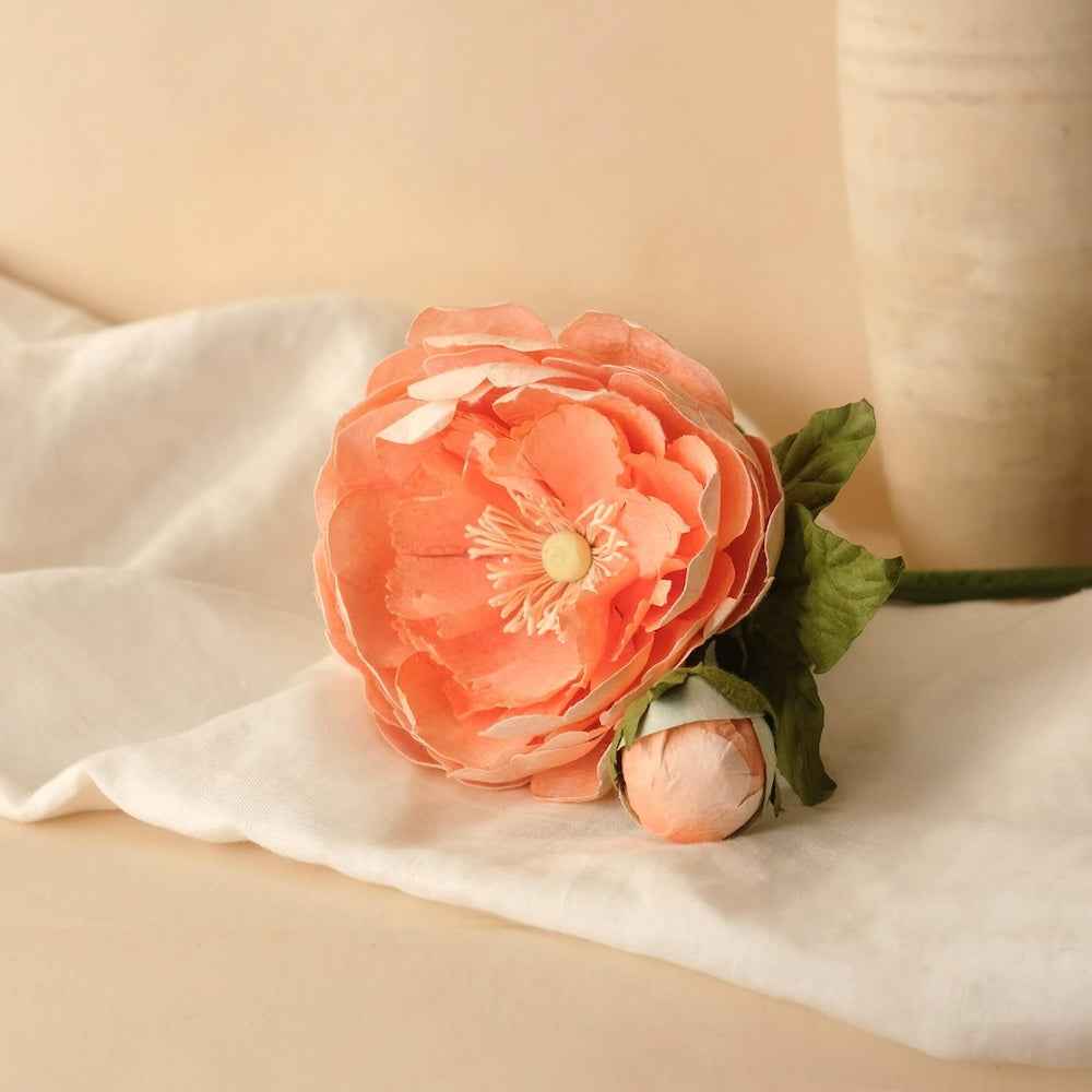 Flowrette Fleurs en papier grande pivoine pêche x1