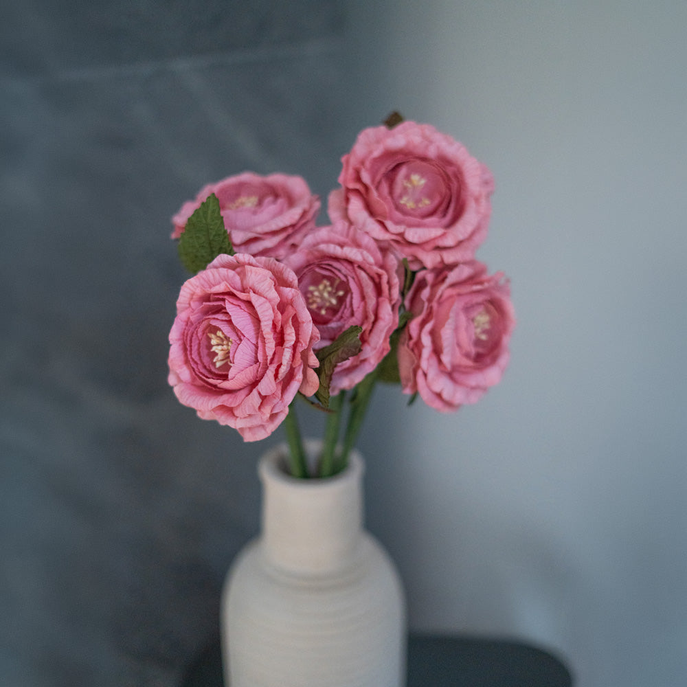 Flowrette Rose anglaise fleur papier rose tendre x1