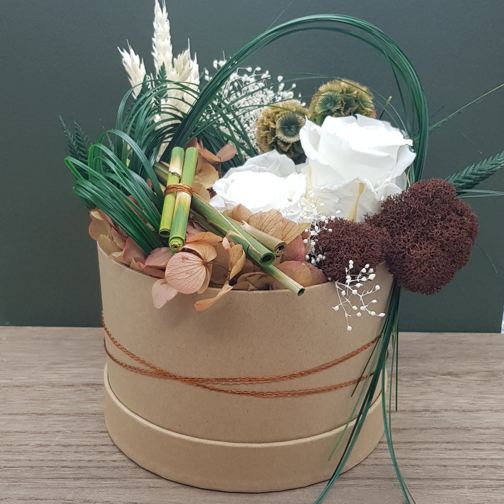 Ateliers Ouchamp Rue François Miron boîte fleurs stabilisées 15 cm