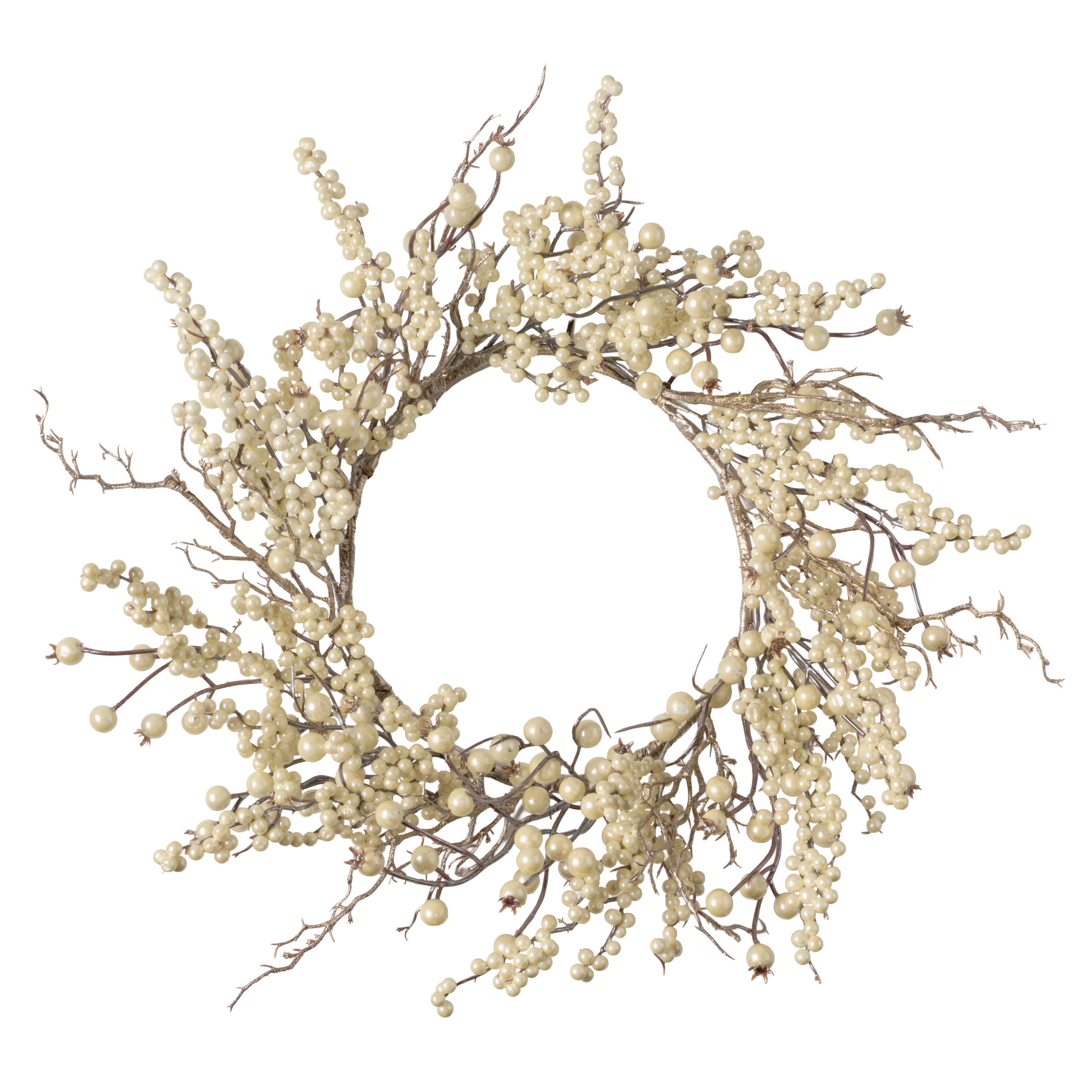 Feuillazur Rungis Produits de saison couronne baies blanc nacré 25 cm