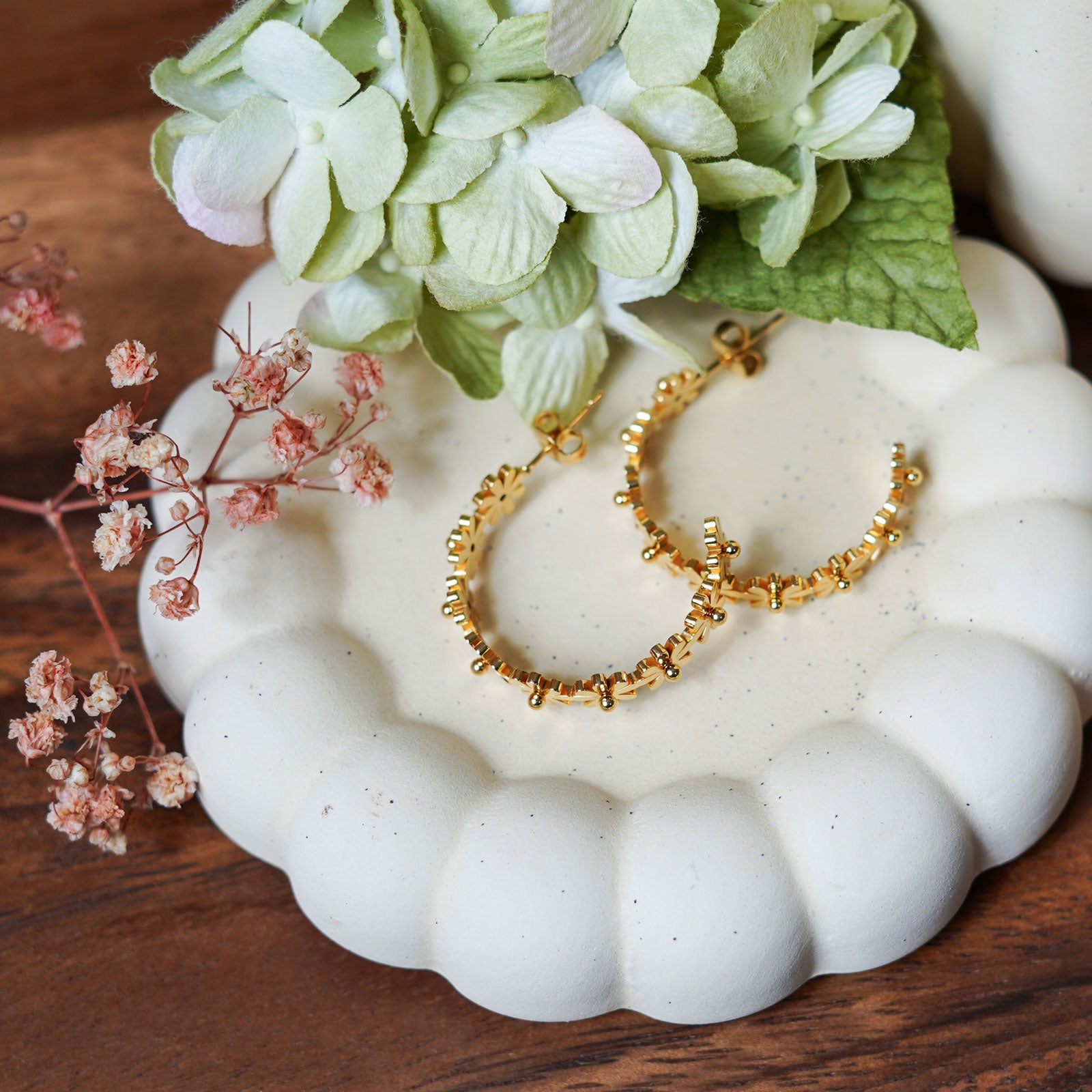 Flowrette Bijoux boucles oreilles Marguerite plaqué or fleur