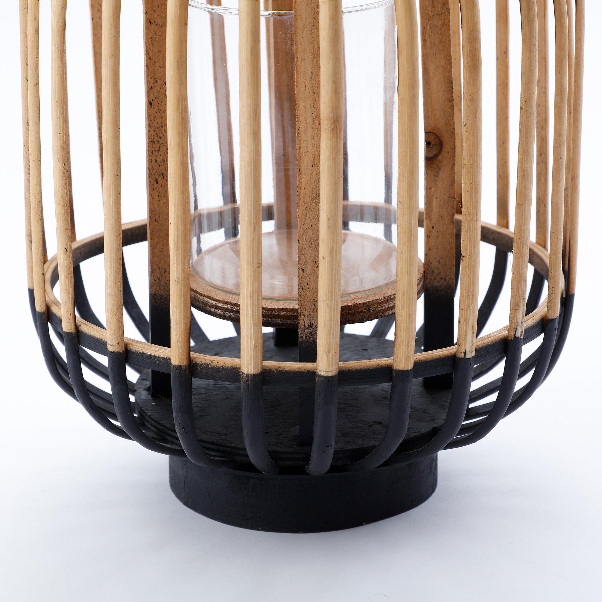 Sia Luva lanterne bambou noire 38 cm verre