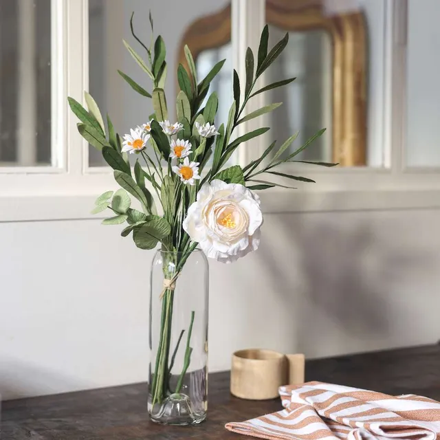 Flowrette Klimt bouquet fleurs papier blanc olivier