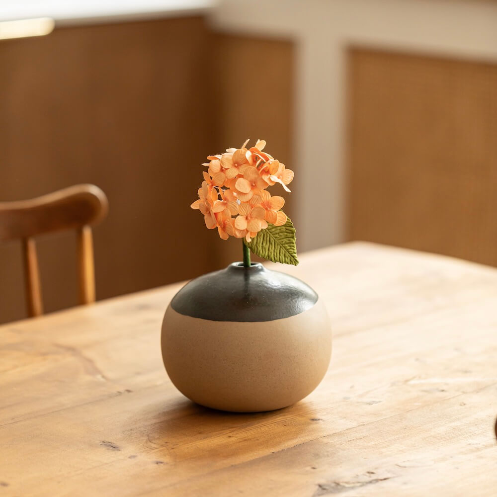 Flowrette petit hortensia fleur en papier orange x1 durable