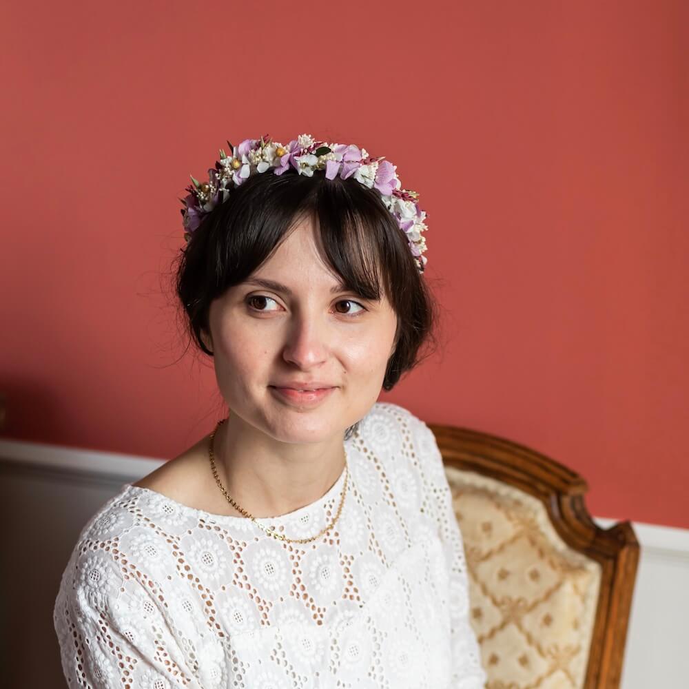 Flowrette Davia couronne fleurs séchées mariage bohème