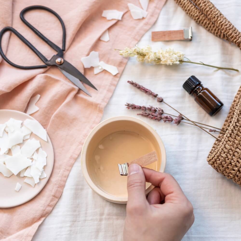 Flowrette Kit DIY bougie fleurie lavandes delphinium coton