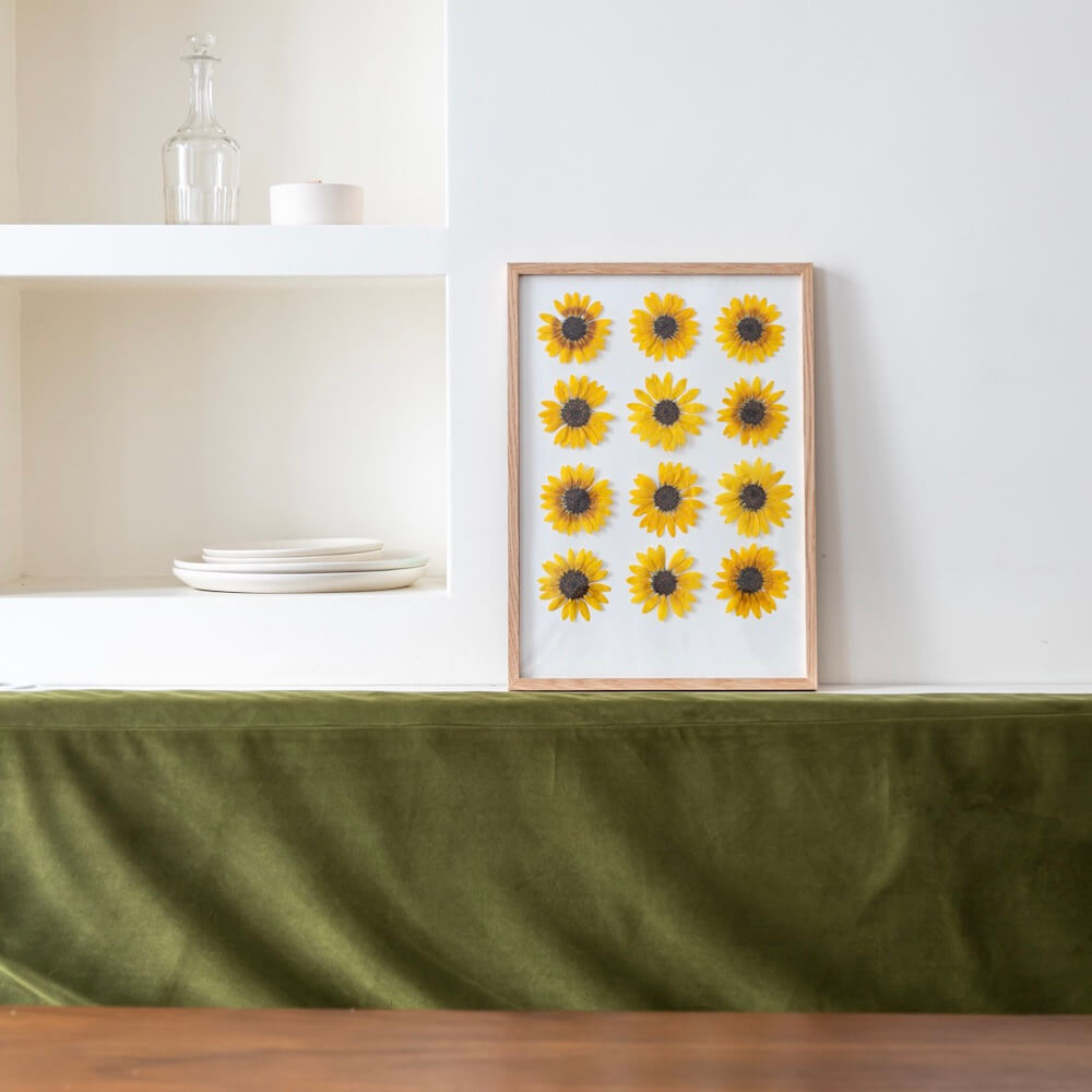 Flowrette Herbier Tournesols fleurs pressées jaunes A4
