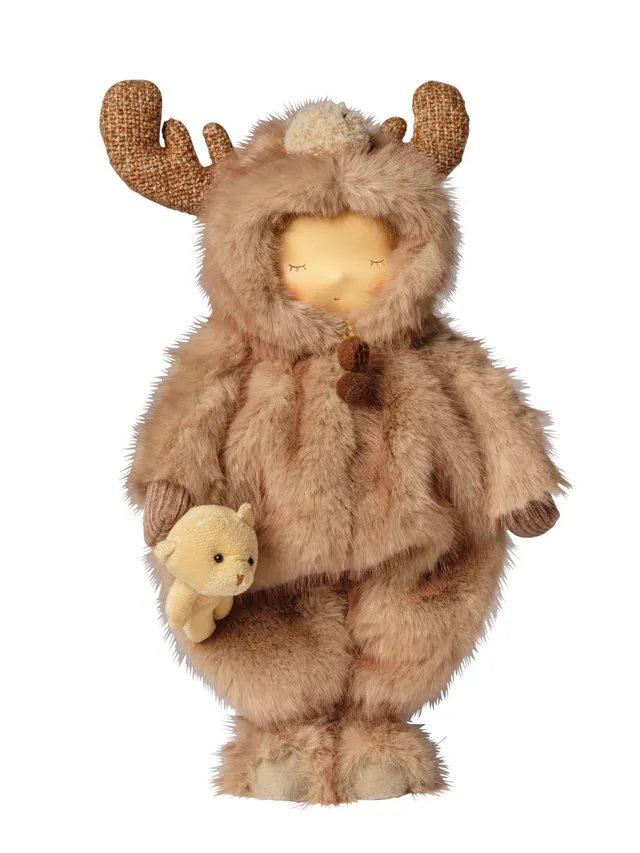 Feuillazur Rungis Renne fourrure marron peluche 42cm