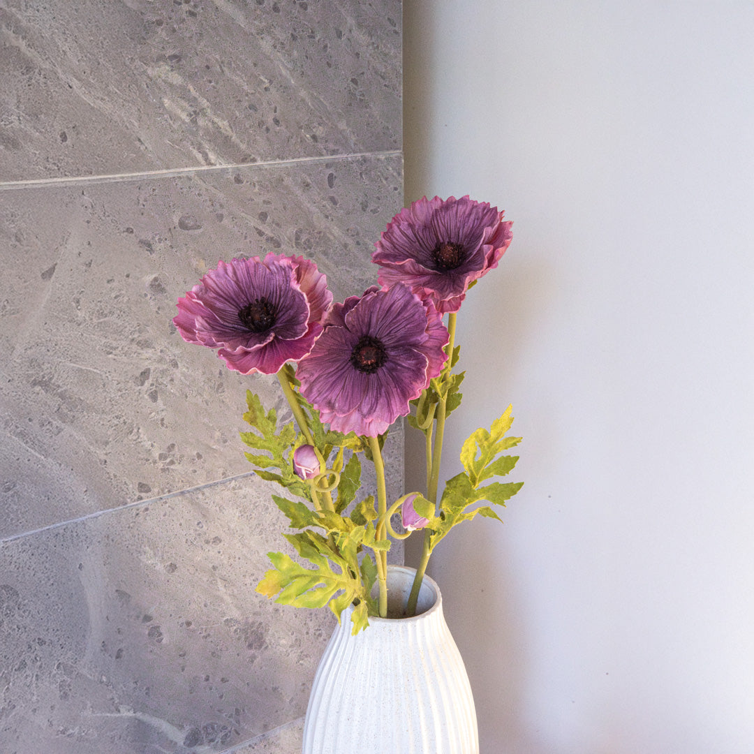 Flowrette Fleurs artificielles coquelicot artificiel violet x1 Real Touch