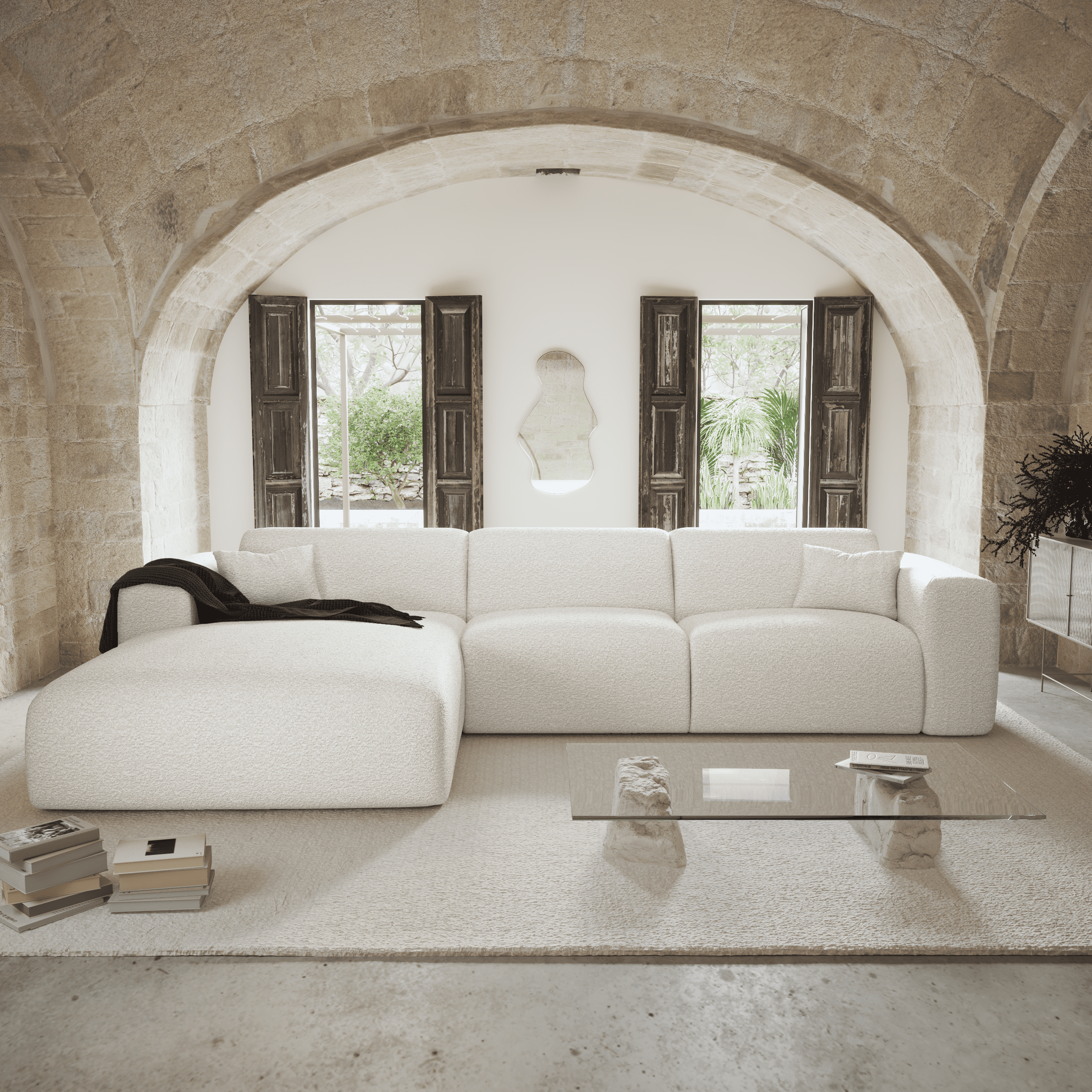 Sia Home Canapés Myra canapé convertible crème angle gauche