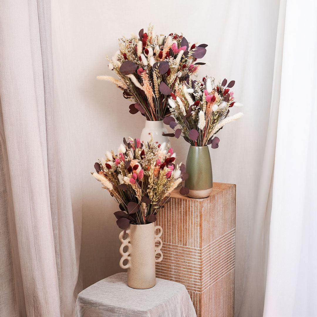Flowrette Mahé bouquet fleurs séchées bordeaux Taille M