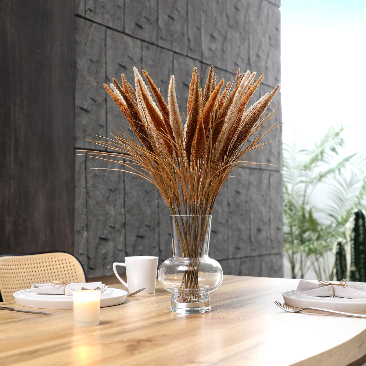 Sia Home Bouquet de Pampa 12 tiges 50 cm bouquet marron