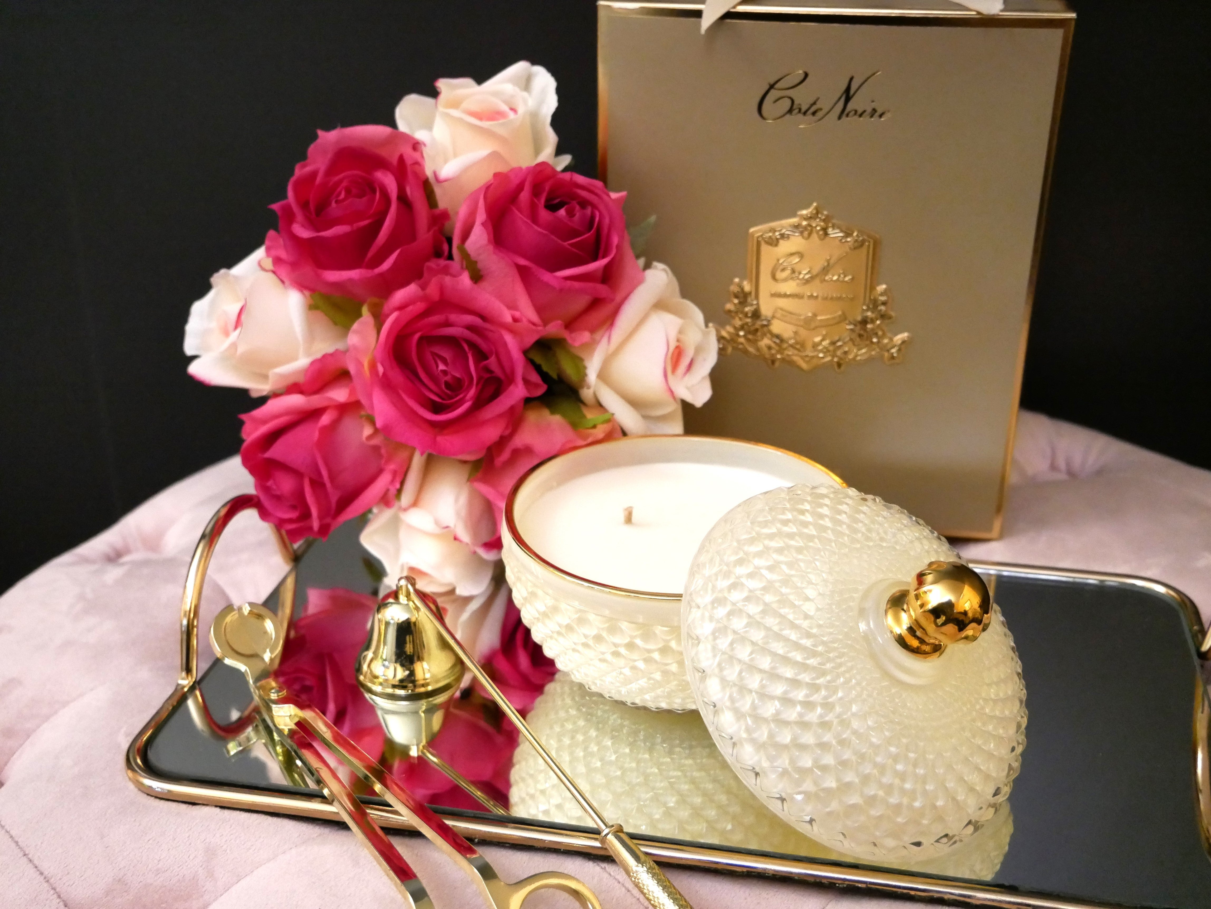 Côte Noire Art Deco GML30005 bougie vanille blanche 300g crème