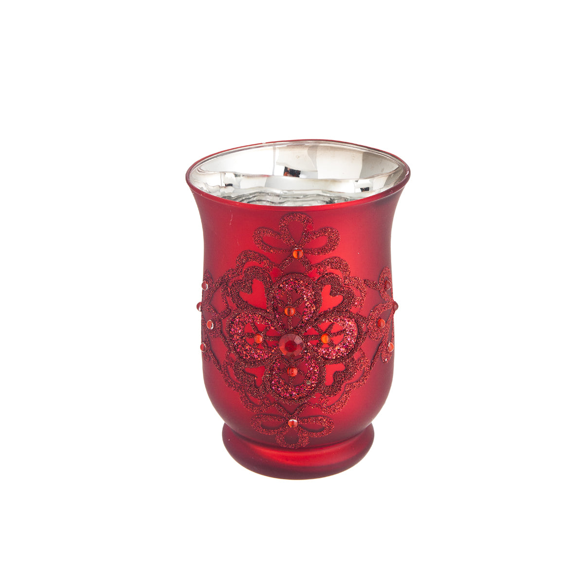 Sia Home Lys photophore rouge 15 cm verre pailleté
