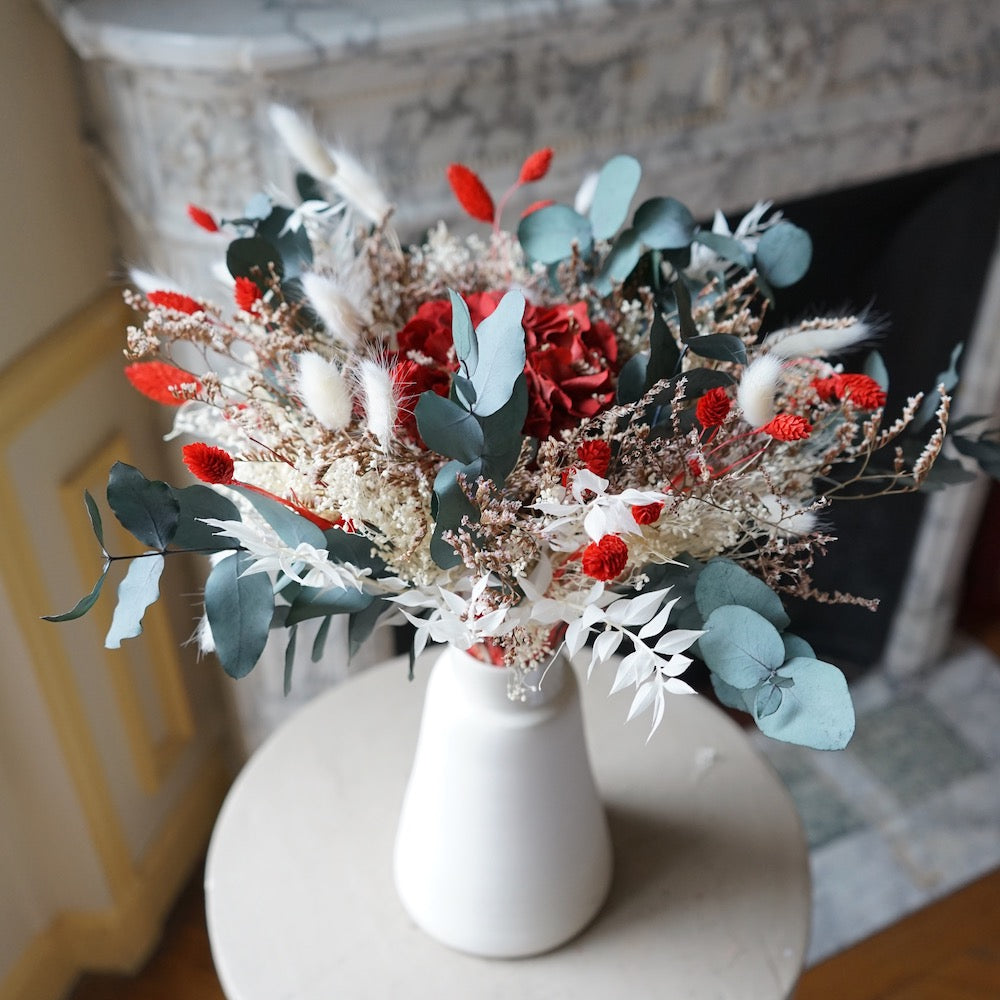 Flowrette Valentin S bouquet fleurs séchées rouge