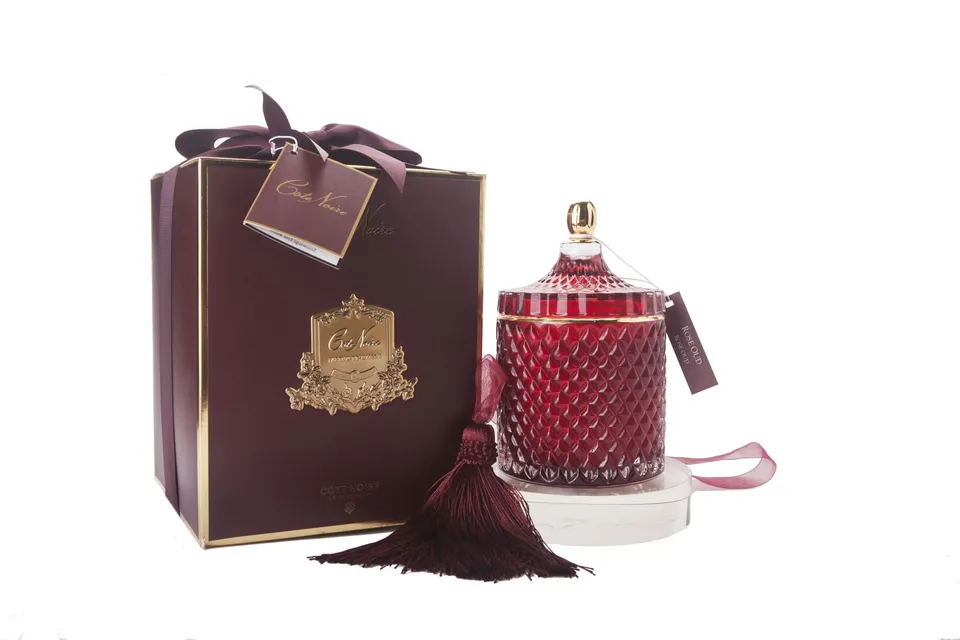 Côte Noire Art Deco GML45011 bougie rose oud rouge 600g