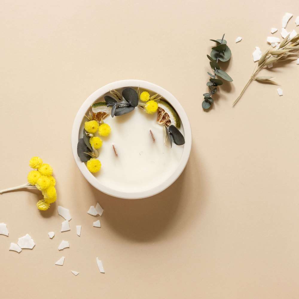 Flowrette kit DIY bougie fleurie immortelle eucalyptus soja