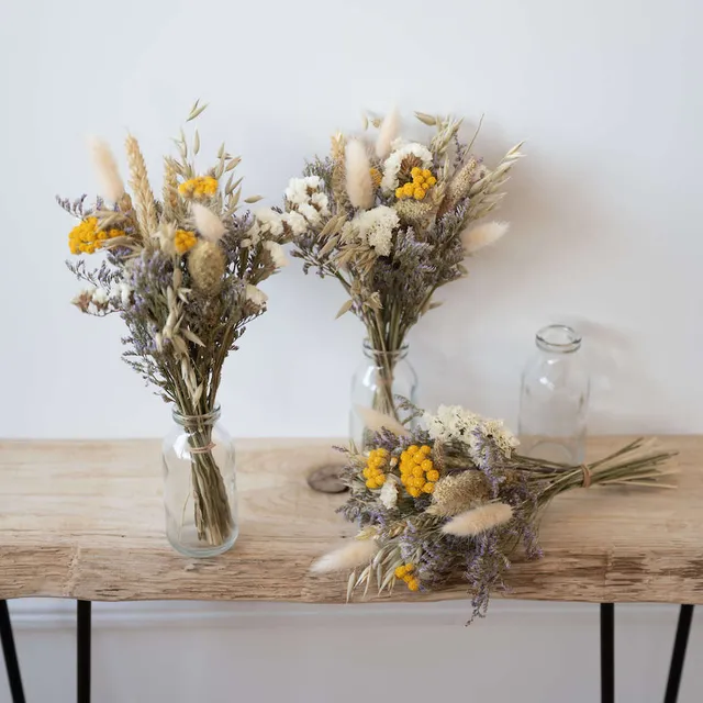Flowrette Odéon Trio Petits Bouquets Séchés Vases Verre