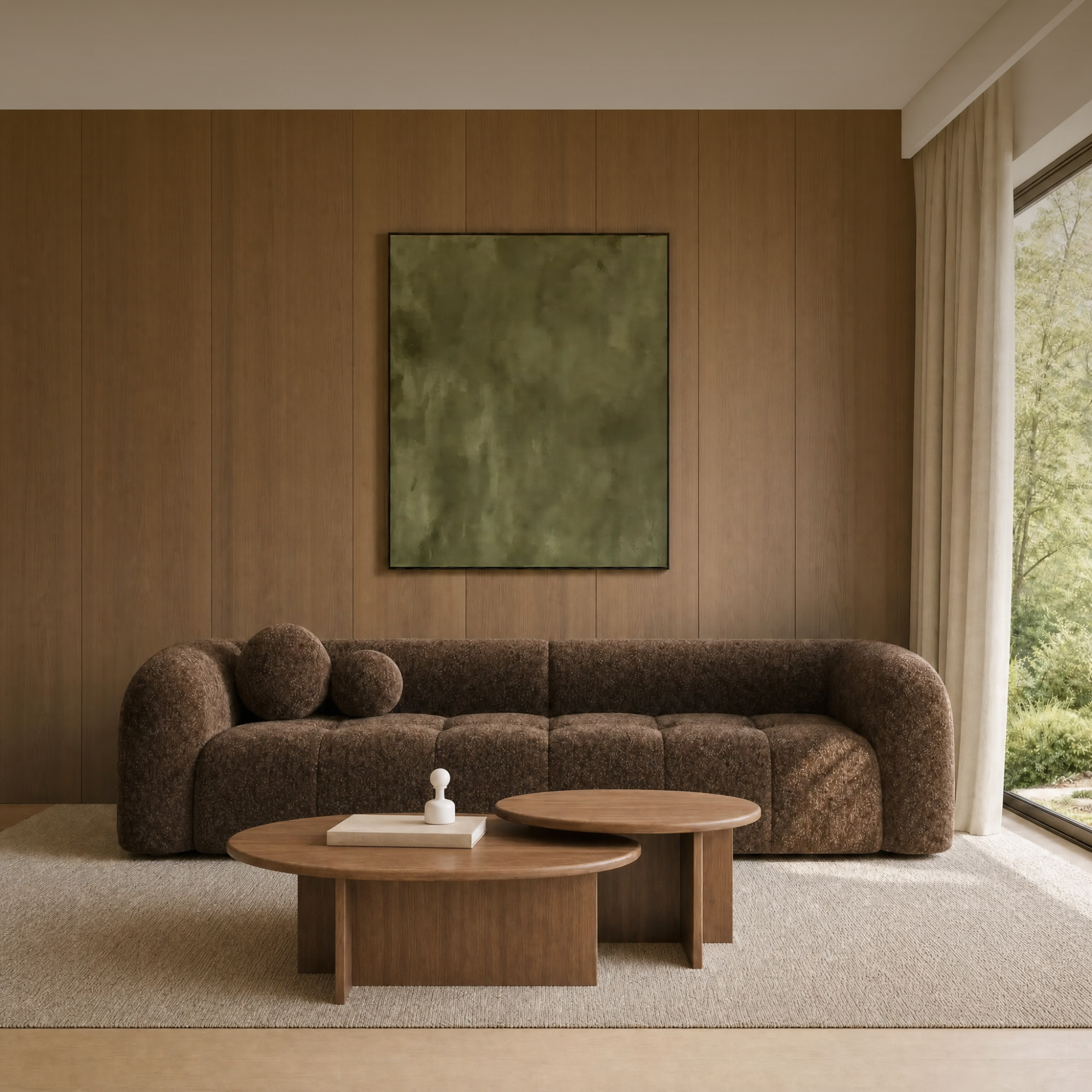 Sia Home Haussmann canapé 3 places droit brun expresso coussins boules