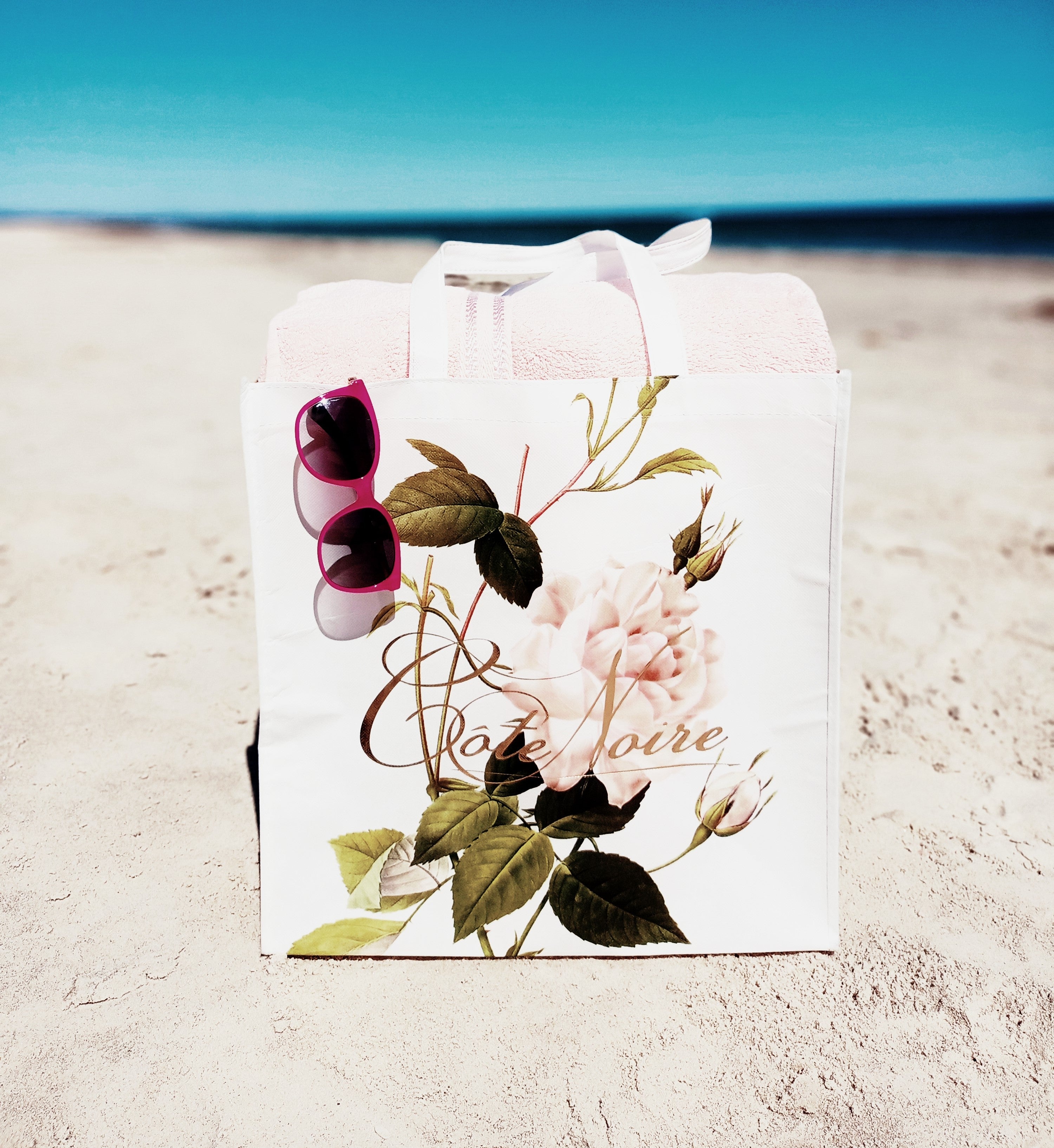 Côte Noire Gift Packs sac tote bag large flower golden 40 cm